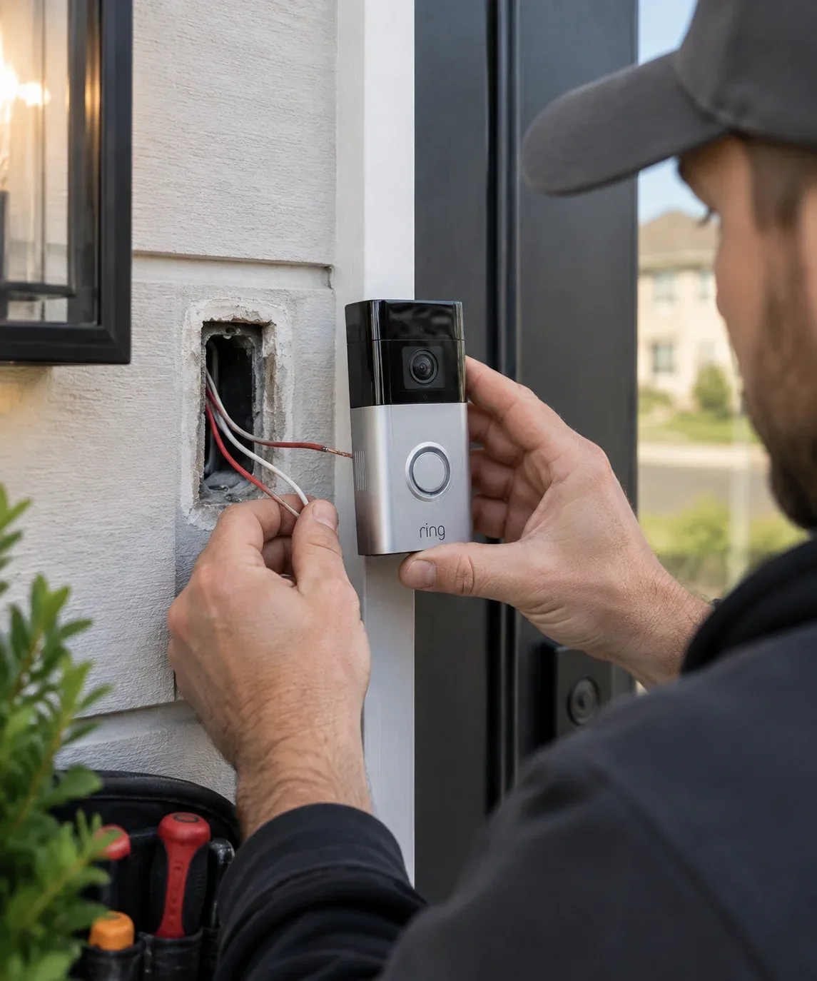 Doorbell camera installation at an Ancaster home