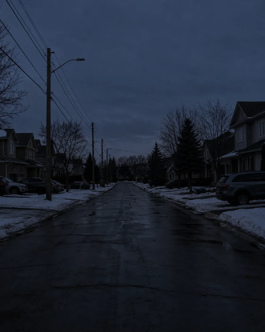 Emergency electrical service at a property in Ancaster at night